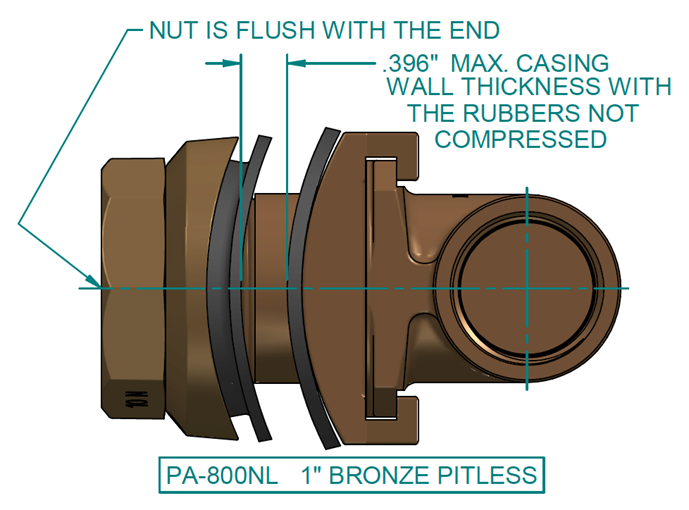 What is the maximum well casing wall thickness that a pitless adapter