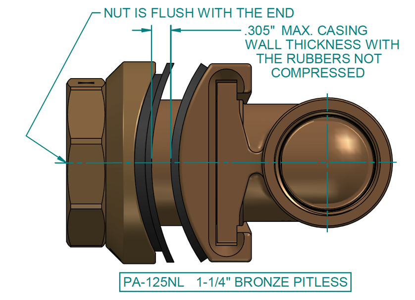 What is the maximum well casing wall thickness that a pitless adapter