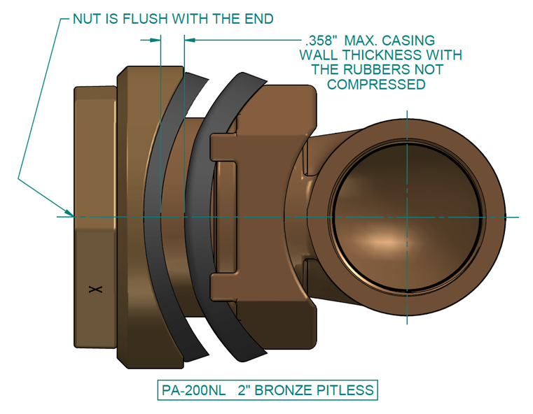What is the maximum well casing wall thickness that a pitless adapter